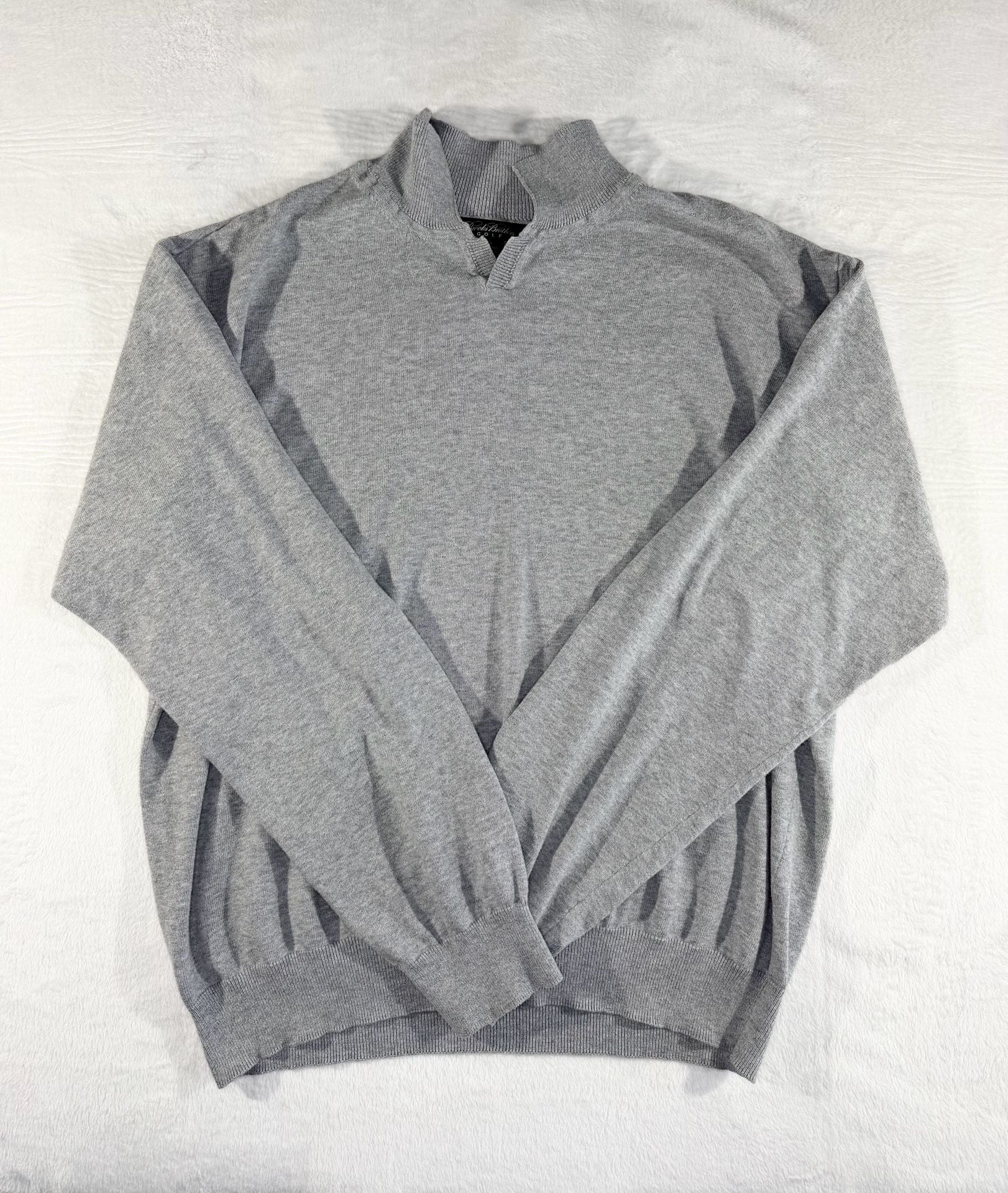 Brooks Brothers Golf Xxl Gray 100% Cotton Mock Neck Pullover Sweater